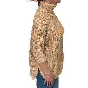 J.Crew S/M Knitted Tunic Sweater Turtleneck Tan